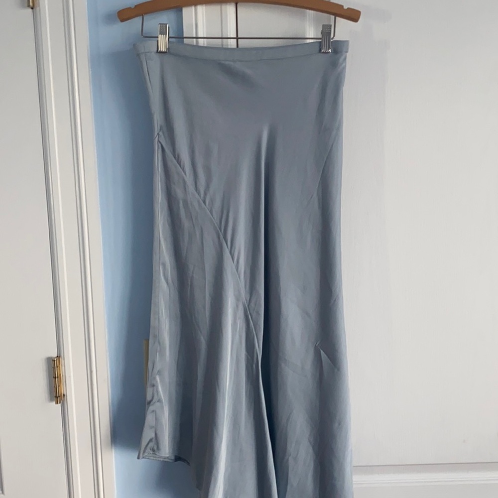Anine Bing Bailey Blue Silk Asymmetric Slip Midi Skirt Size M